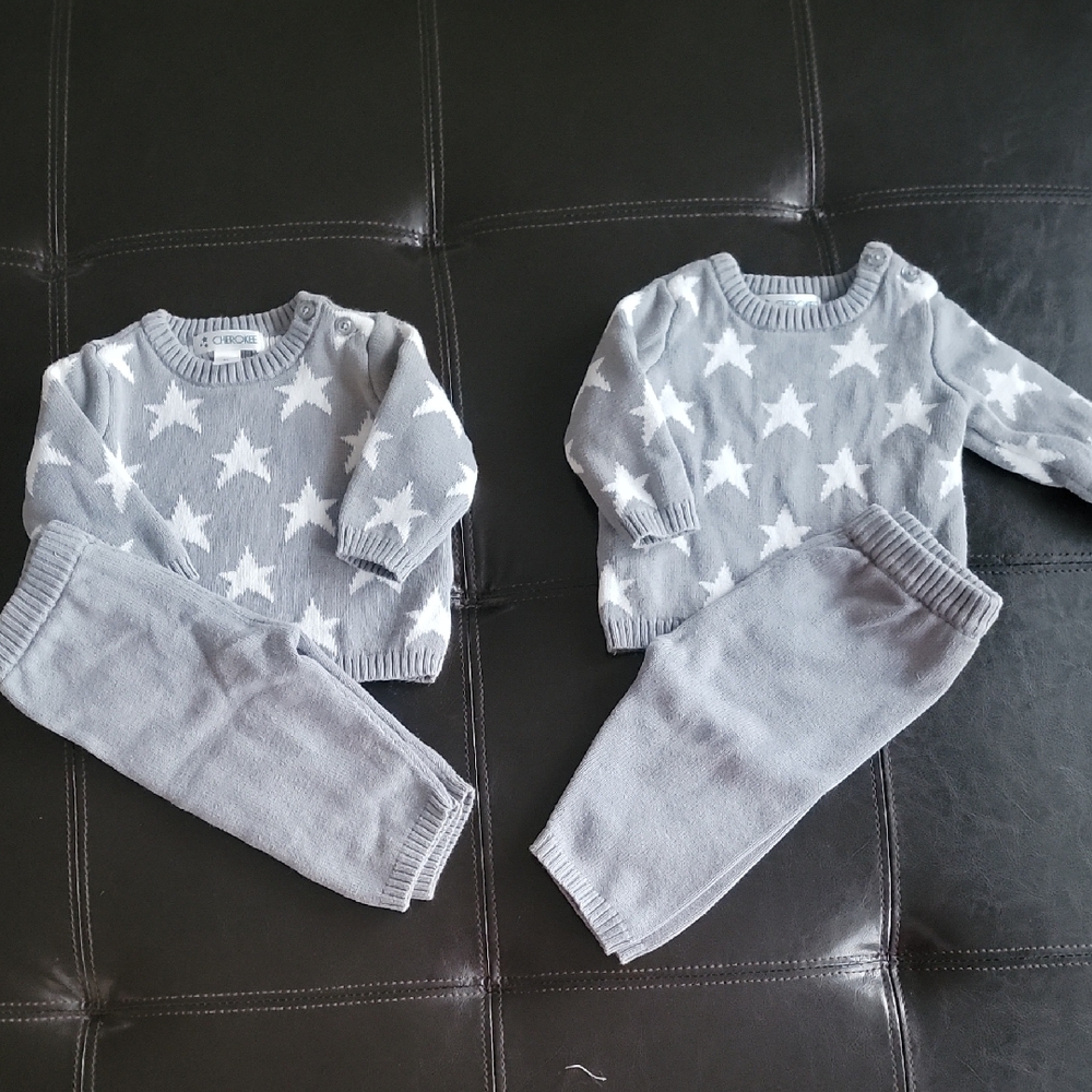 Cherokee Gray and White Knit Sweater